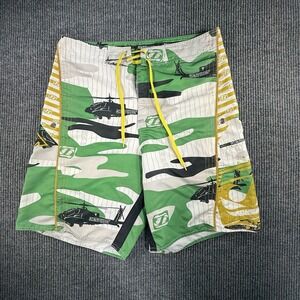 JETPILOT Board Shorts Mens Size 36 Drawstring Helicopter Graphics Embroidered